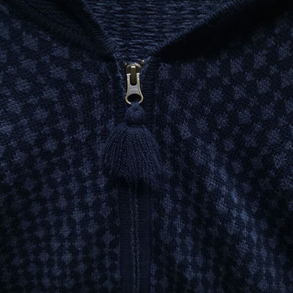 Christopher & Banks Sweater Petite XL Blue Full Zip Cardigan Geometric Knit - Picture 3 of 8